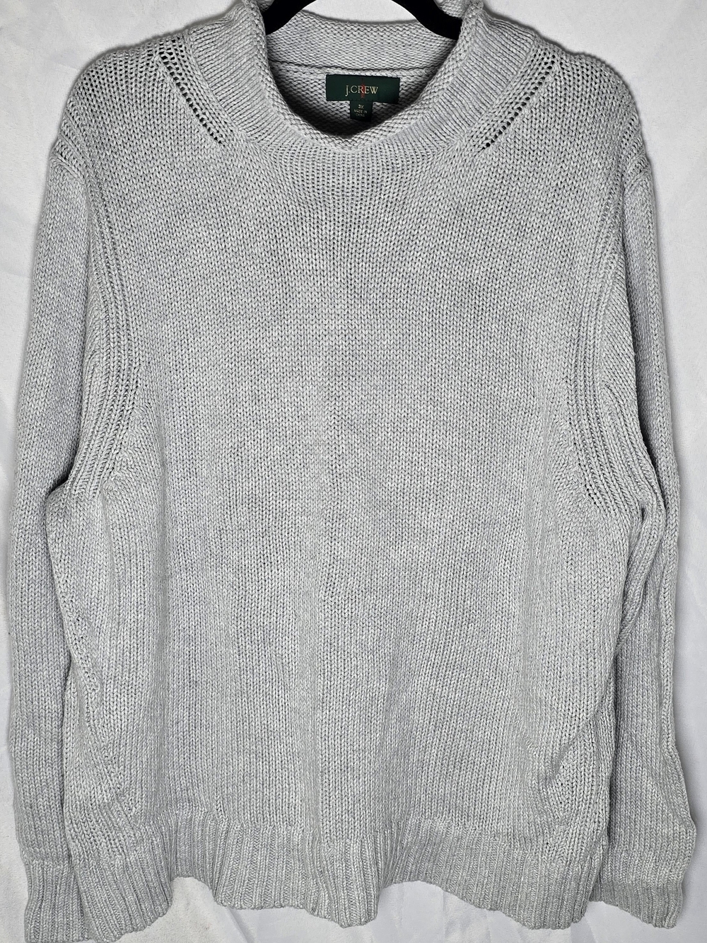 J. Crew Gray 100% Cotton Crewneck Roll Neck Relaxed Fit Sweater Winter Fall, 3X
